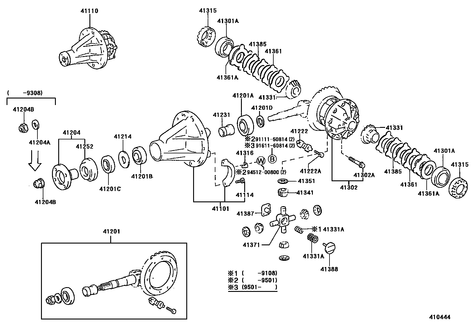 Toyota HILUX 后桥壳和差速器 EPC diagram — 410444