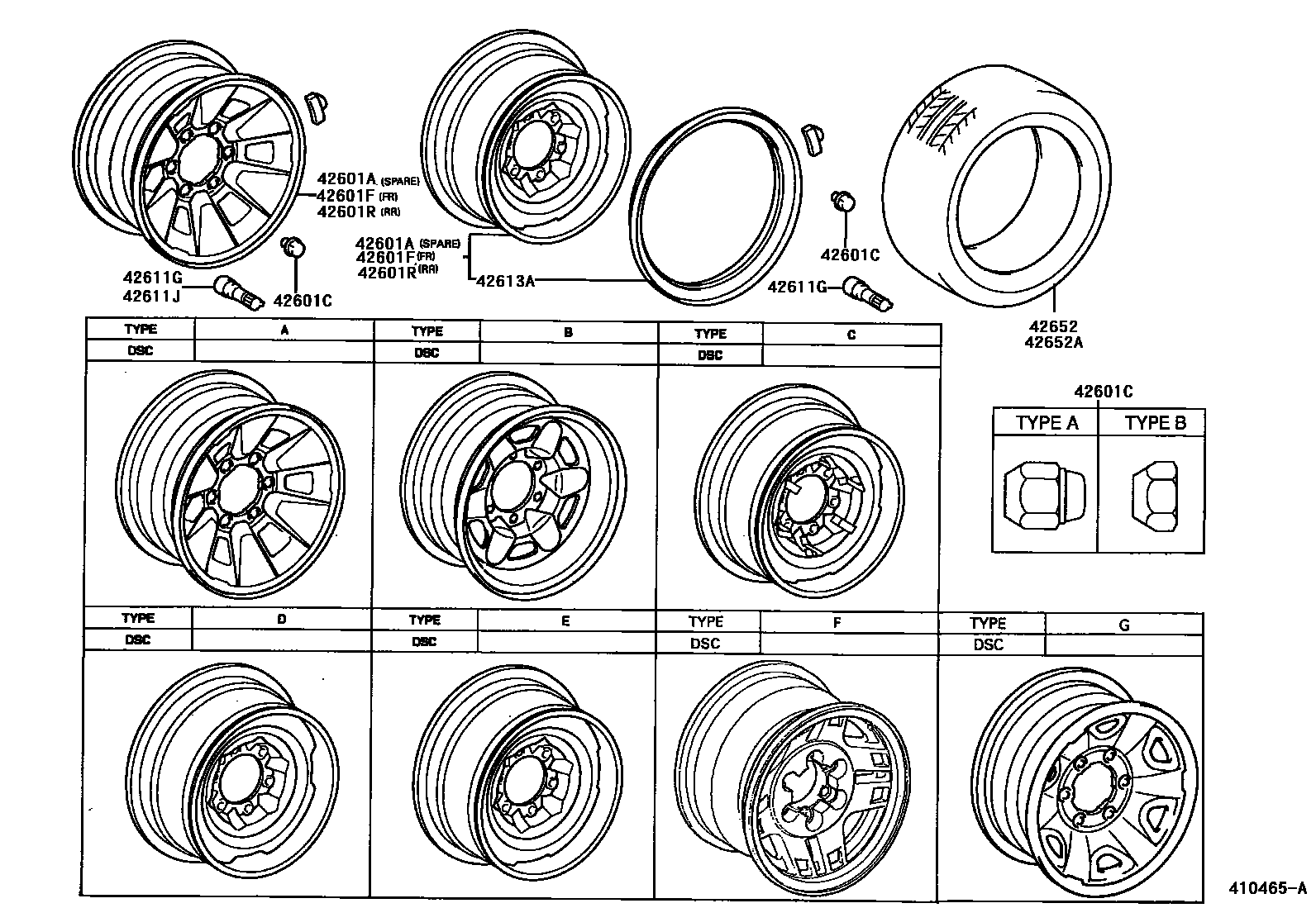 Toyota HILUX 车轮和车轮盖 EPC diagram — 410465A