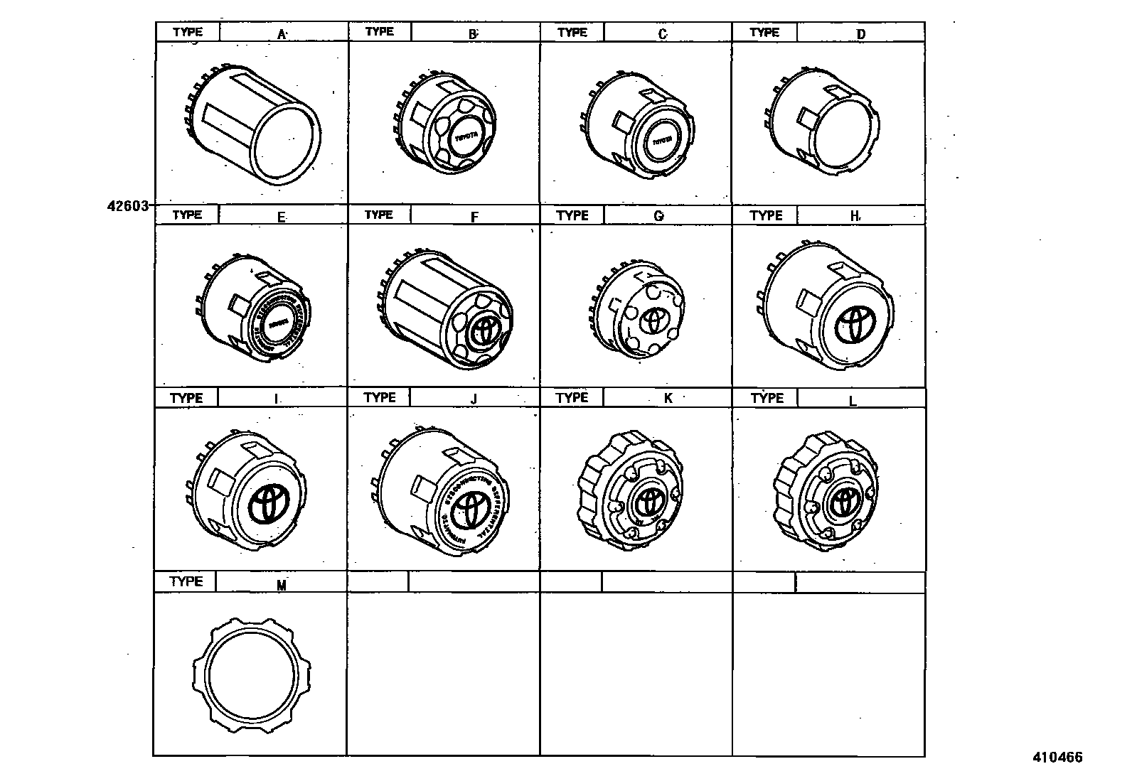 Toyota HILUX 车轮和车轮盖 EPC diagram — 410466