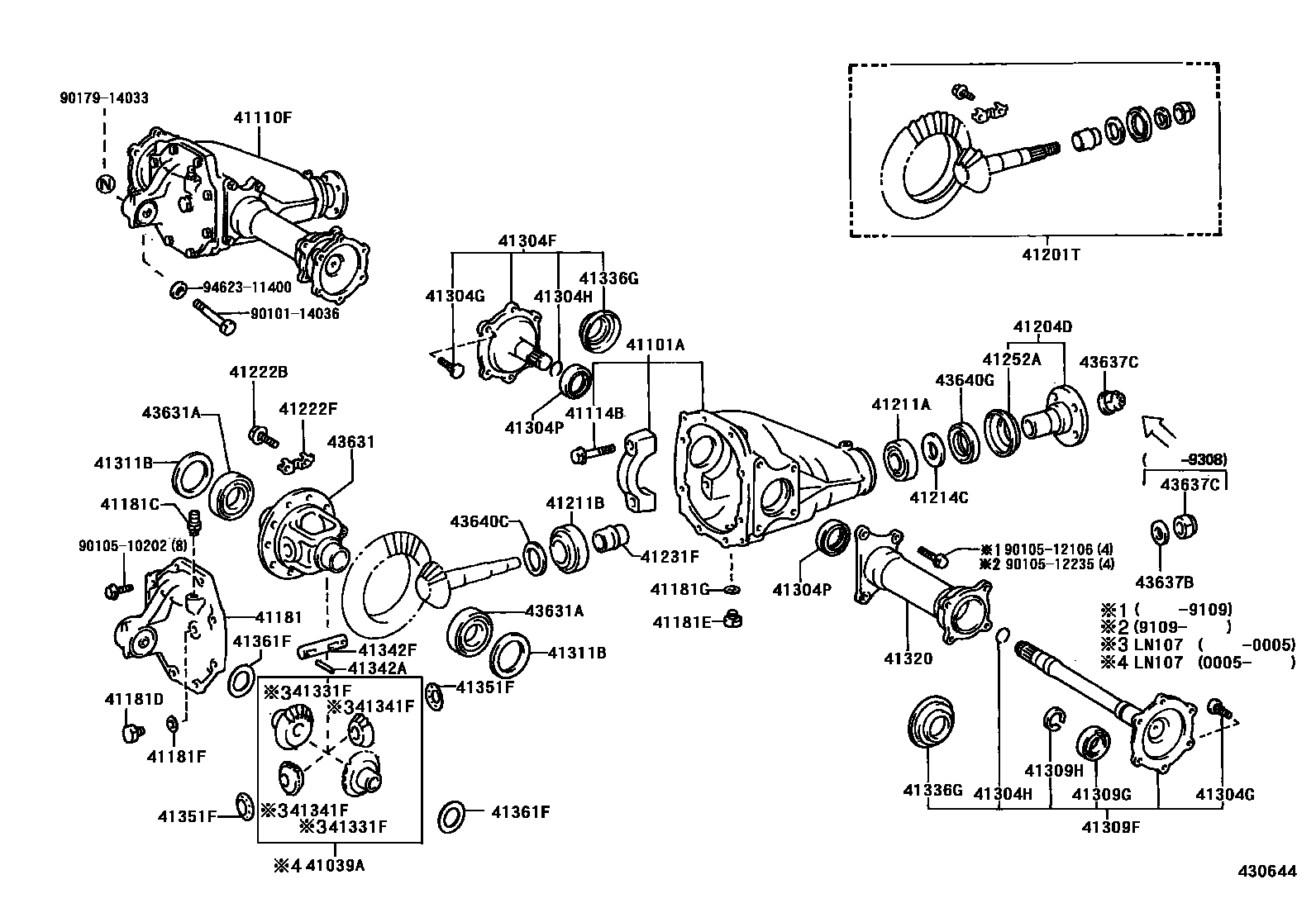 Toyota HILUX 前桥壳和差速器 EPC diagram — 430644