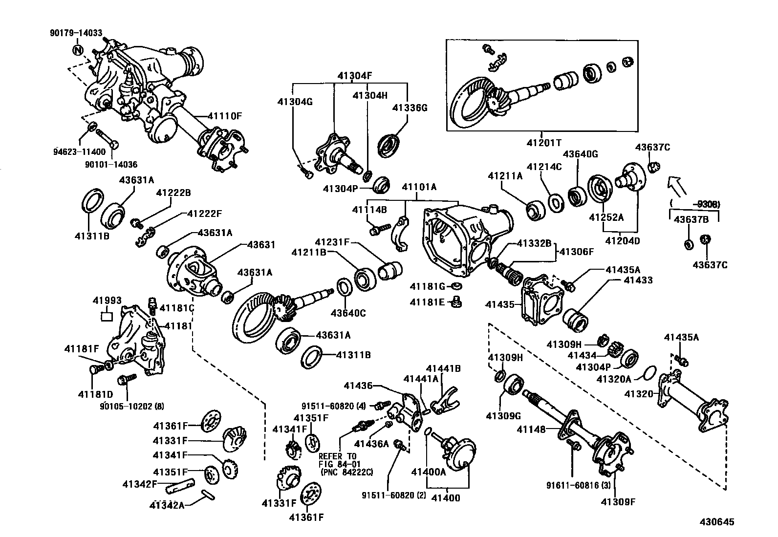 Toyota HILUX 前桥壳和差速器 EPC diagram — 430645