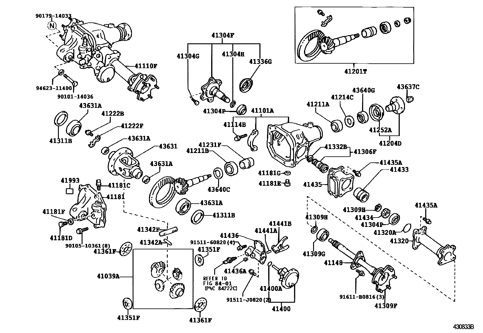 Toyota HILUX 前桥壳和差速器 EPC diagram — 430833B