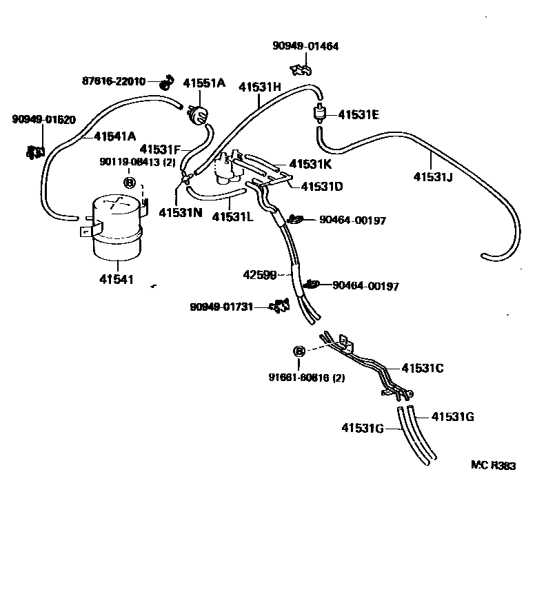 Toyota HILUX 前桥壳和差速器 EPC diagram — MCR383