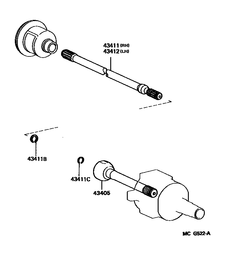 Toyota HILUX Front Drive Shaft EPC diagram — MCG522A