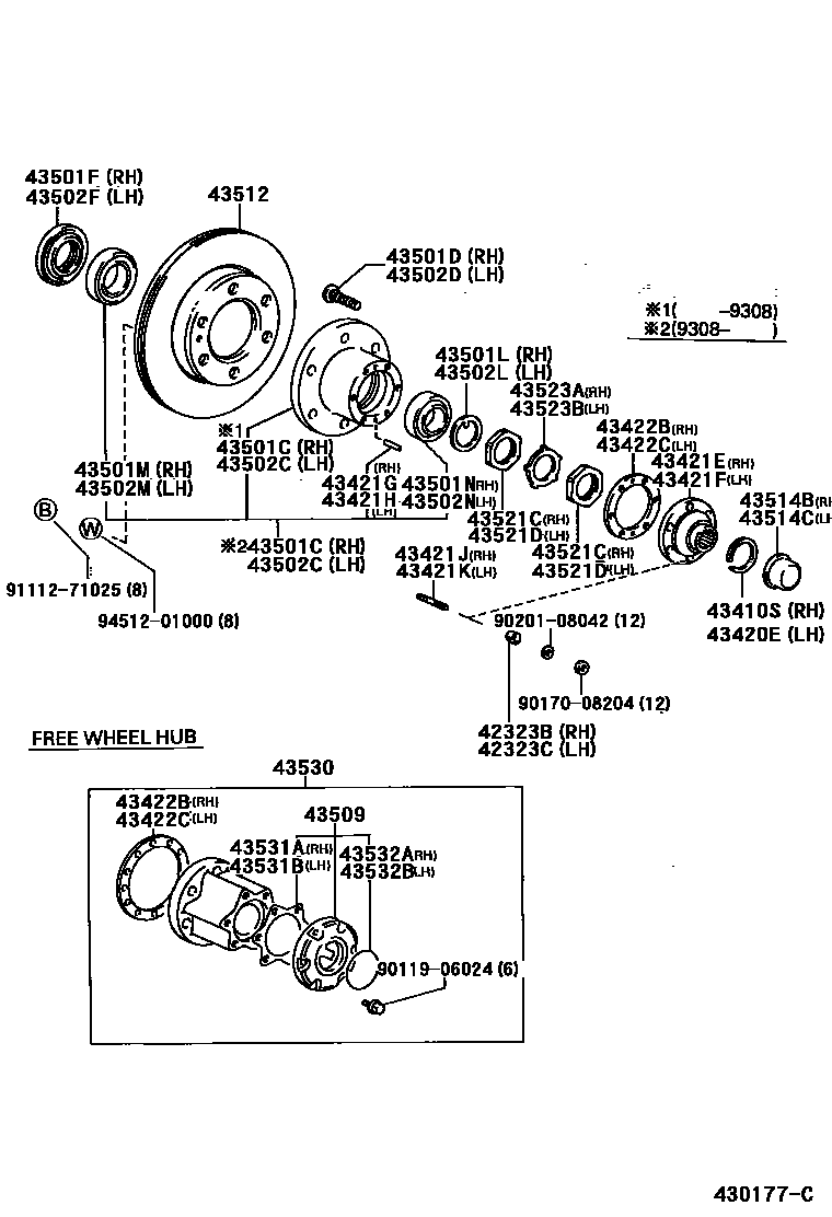 Toyota HILUX Front Axle Hub EPC diagram — 430177C