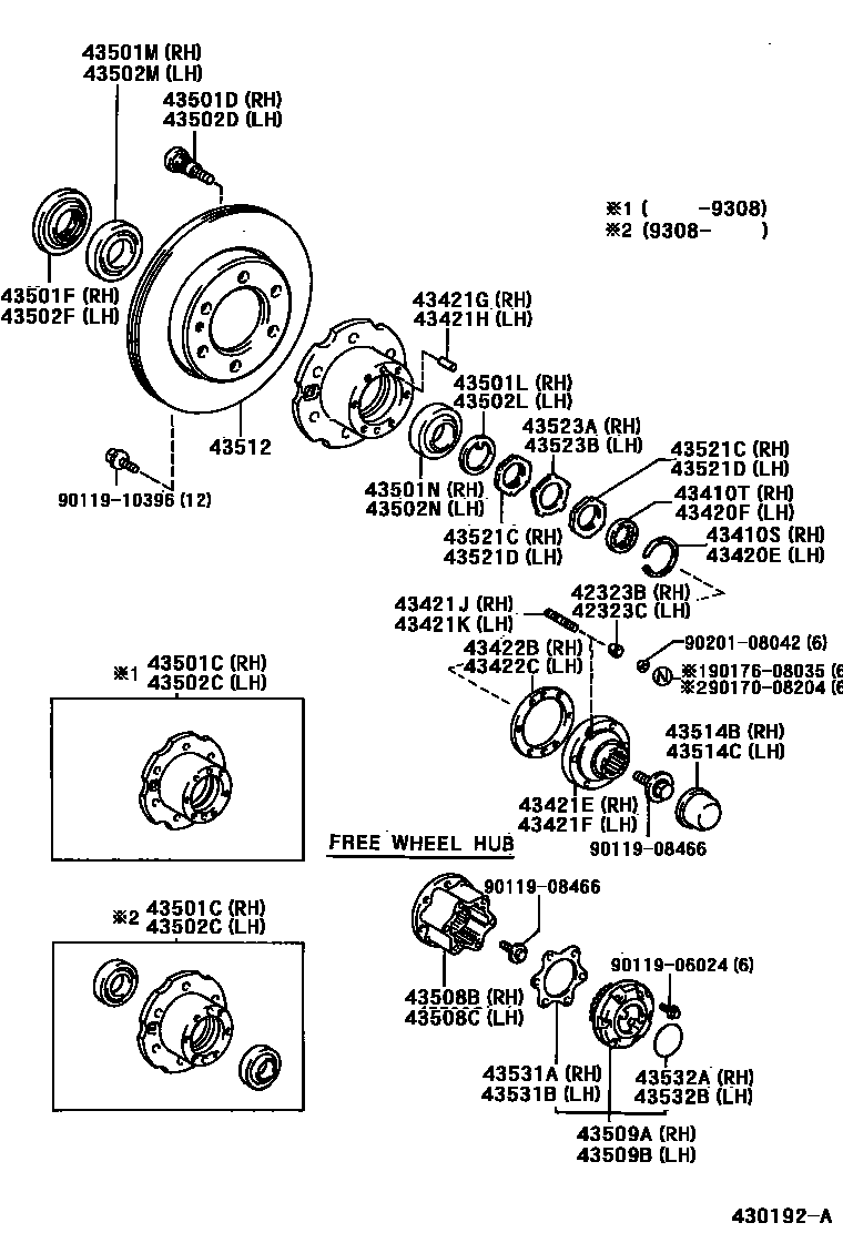 Toyota HILUX Front Axle Hub EPC diagram — 430192A