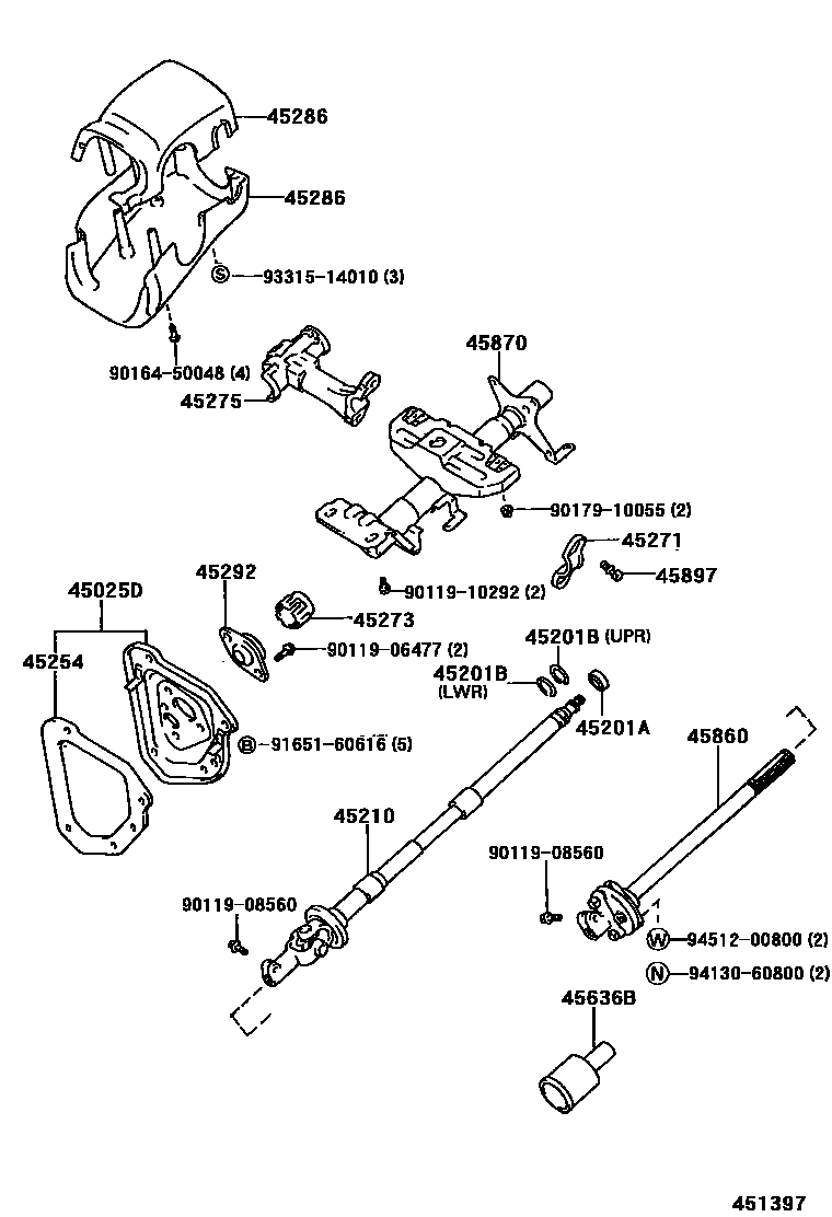 Toyota HILUX Steering Column & Shaft EPC diagram — 451397