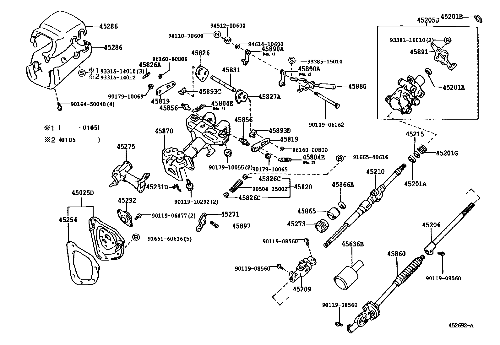 Toyota HILUX Steering Column & Shaft EPC diagram — 452692A