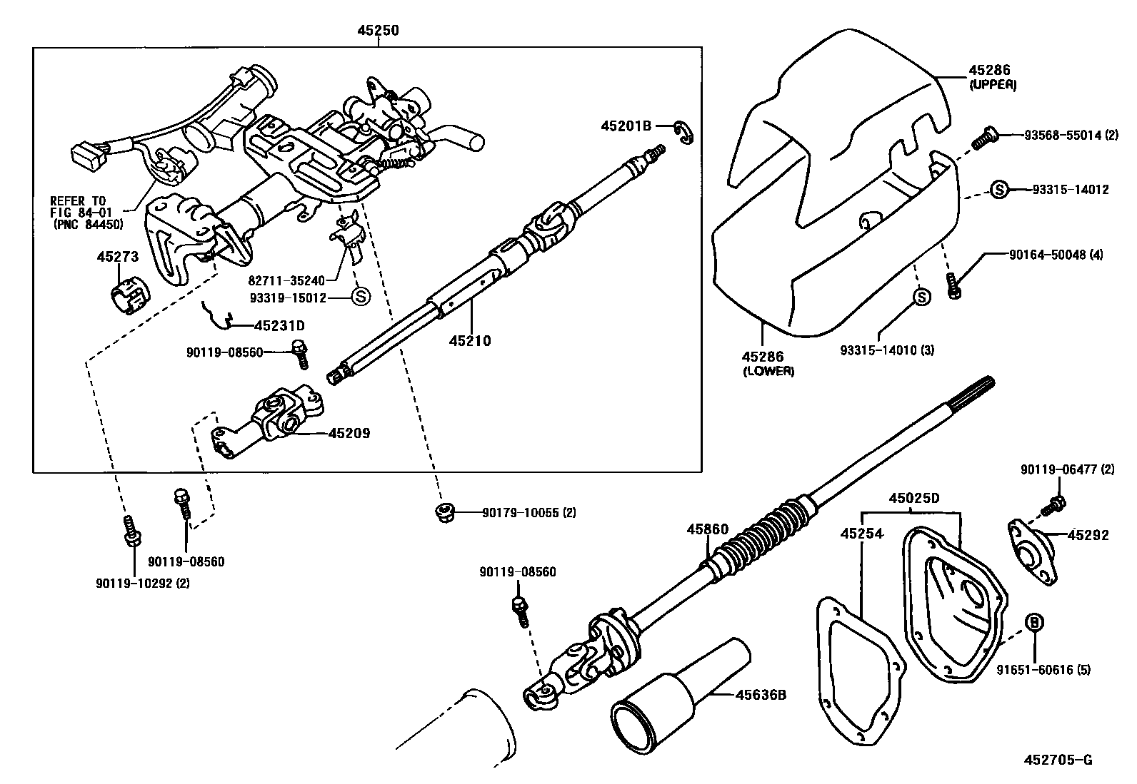 Toyota HILUX Steering Column & Shaft EPC diagram — 452705G