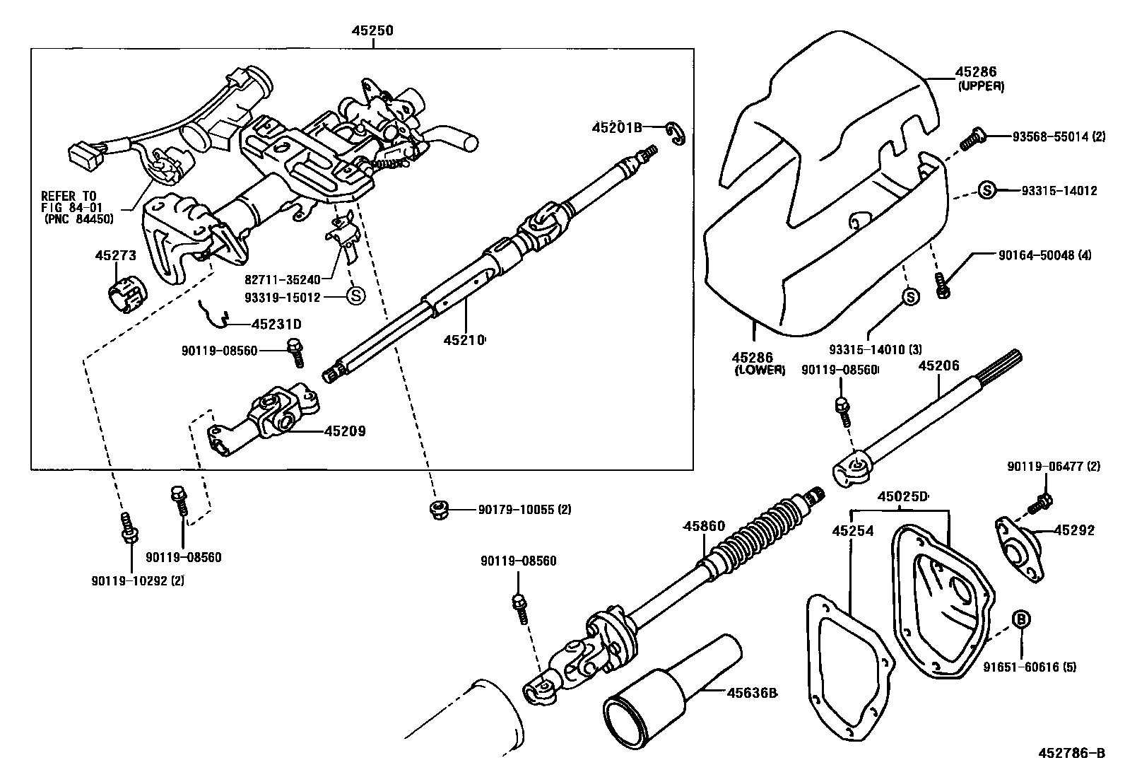 Toyota HILUX Steering Column & Shaft EPC diagram — 452786B