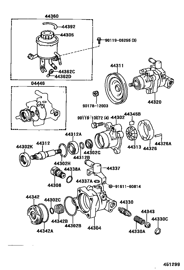 Toyota HILUX 叶片泵和储油罐(动力转向) EPC diagram — 451299