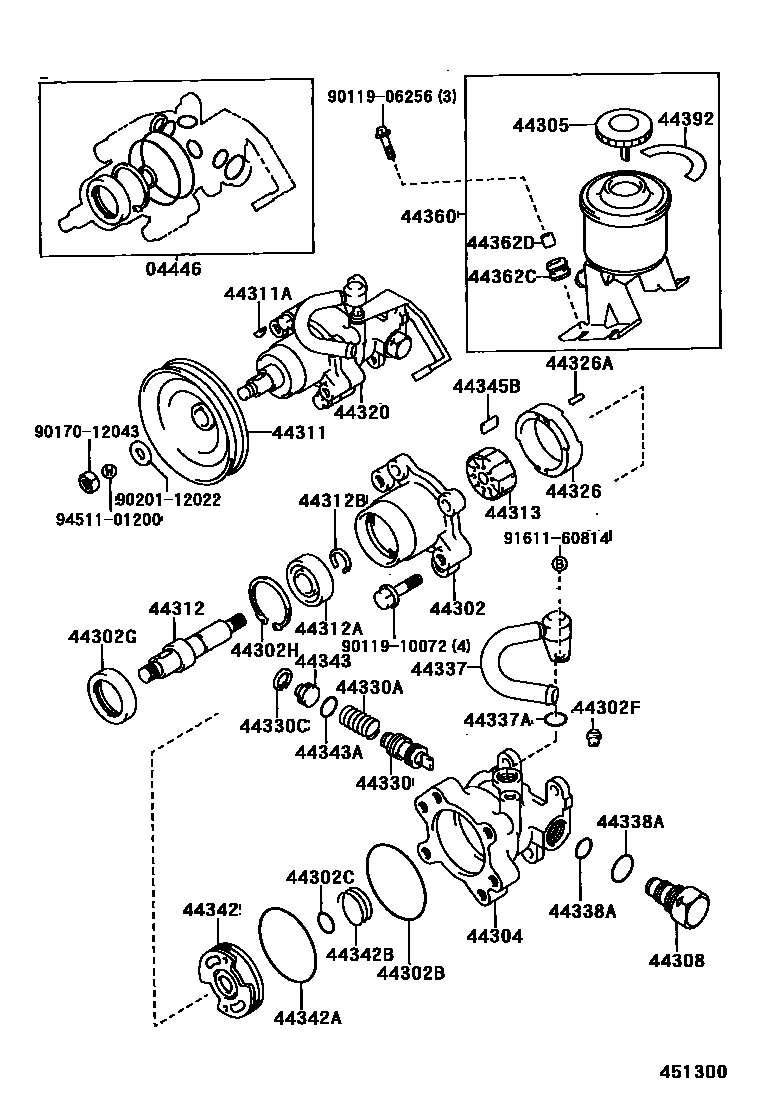 Toyota HILUX 叶片泵和储油罐(动力转向) EPC diagram — 451300