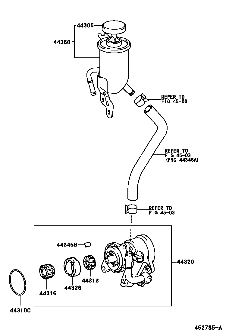 Toyota HILUX 叶片泵和储油罐(动力转向) EPC diagram — 452785A