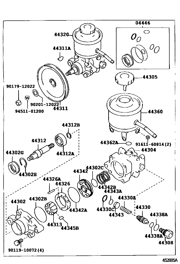 Toyota HILUX 叶片泵和储油罐(动力转向) EPC diagram — 452885A