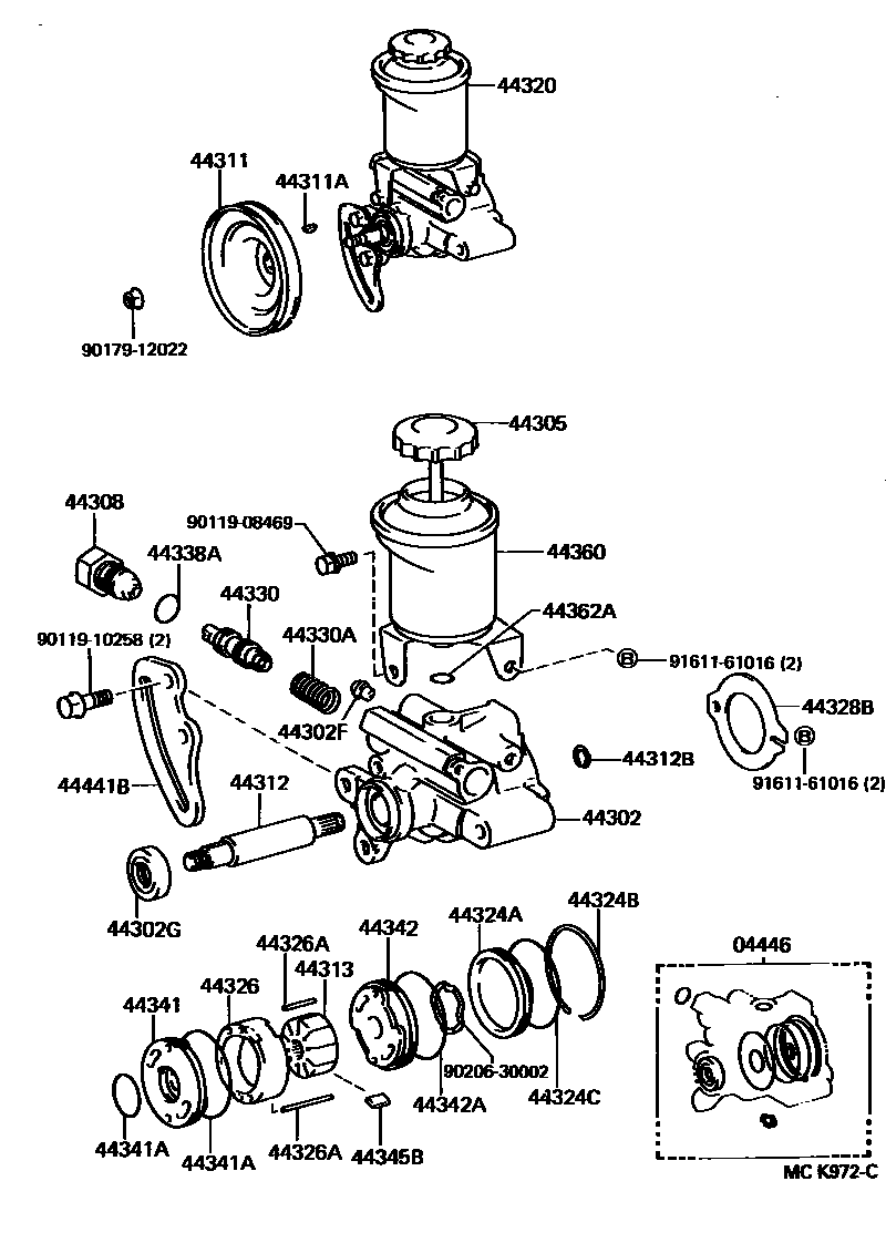 Toyota HILUX 叶片泵和储油罐(动力转向) EPC diagram — MCK972C