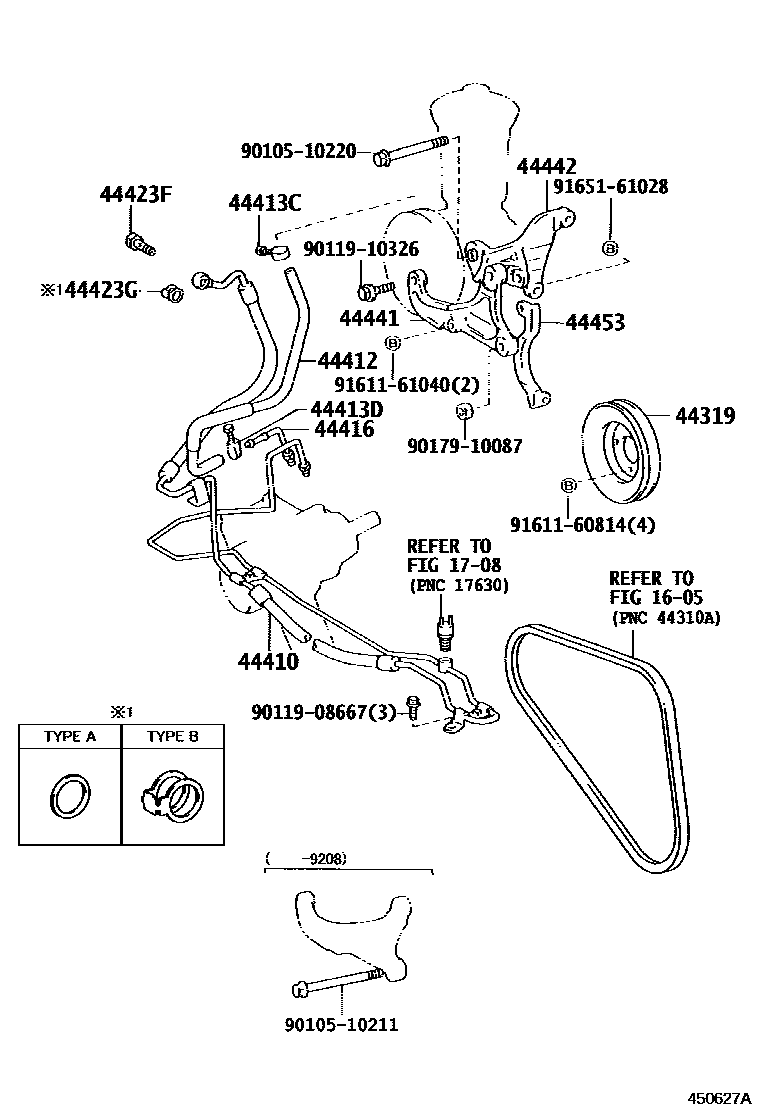 Toyota HILUX 动力转向配管 EPC diagram — 450627A