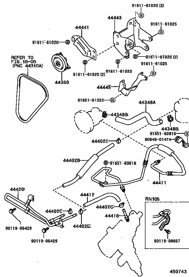 Toyota HILUX 动力转向配管 EPC diagram — 450743