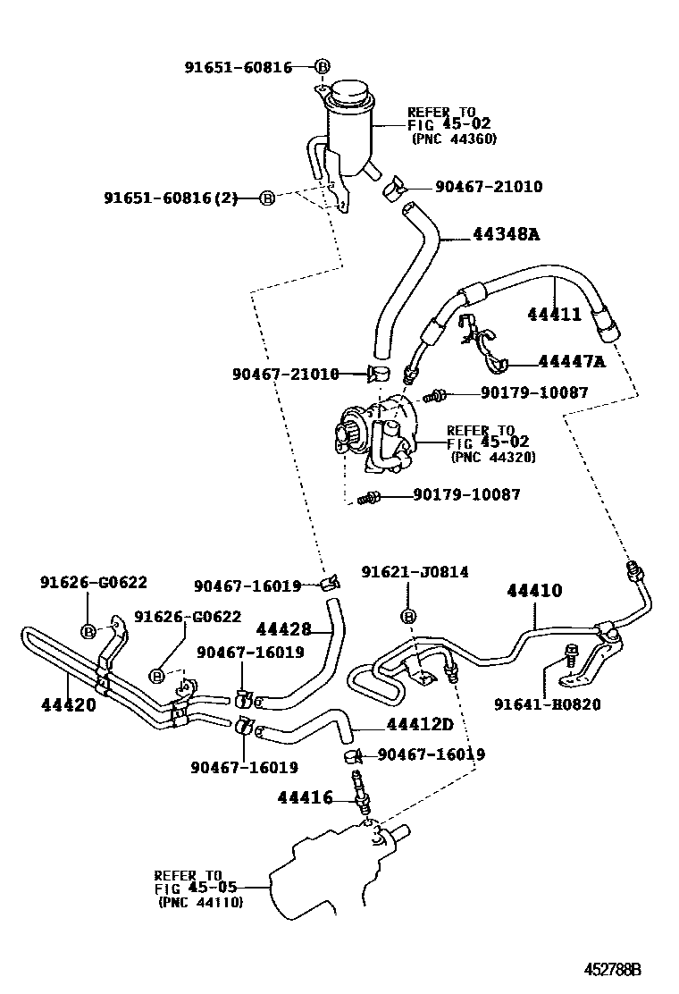 Toyota HILUX 动力转向配管 EPC diagram — 452788B