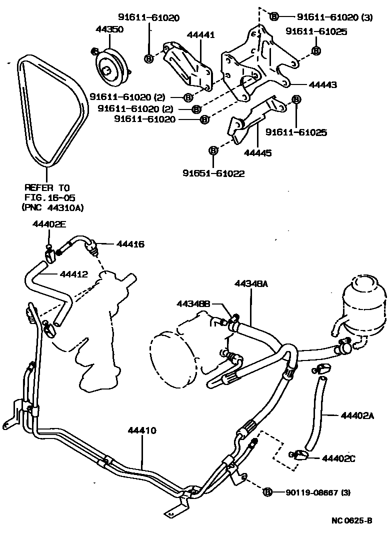 Toyota HILUX 动力转向配管 EPC diagram — NC0625B