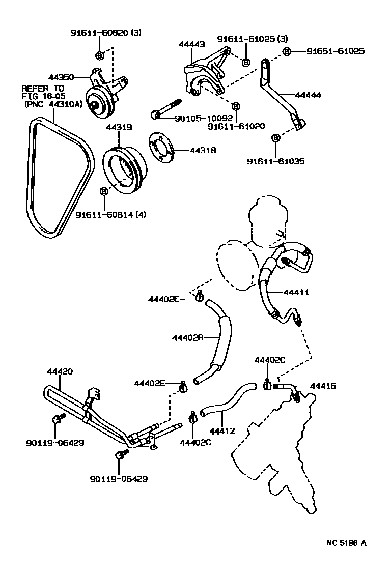 Toyota HILUX 动力转向配管 EPC diagram — NC5186A