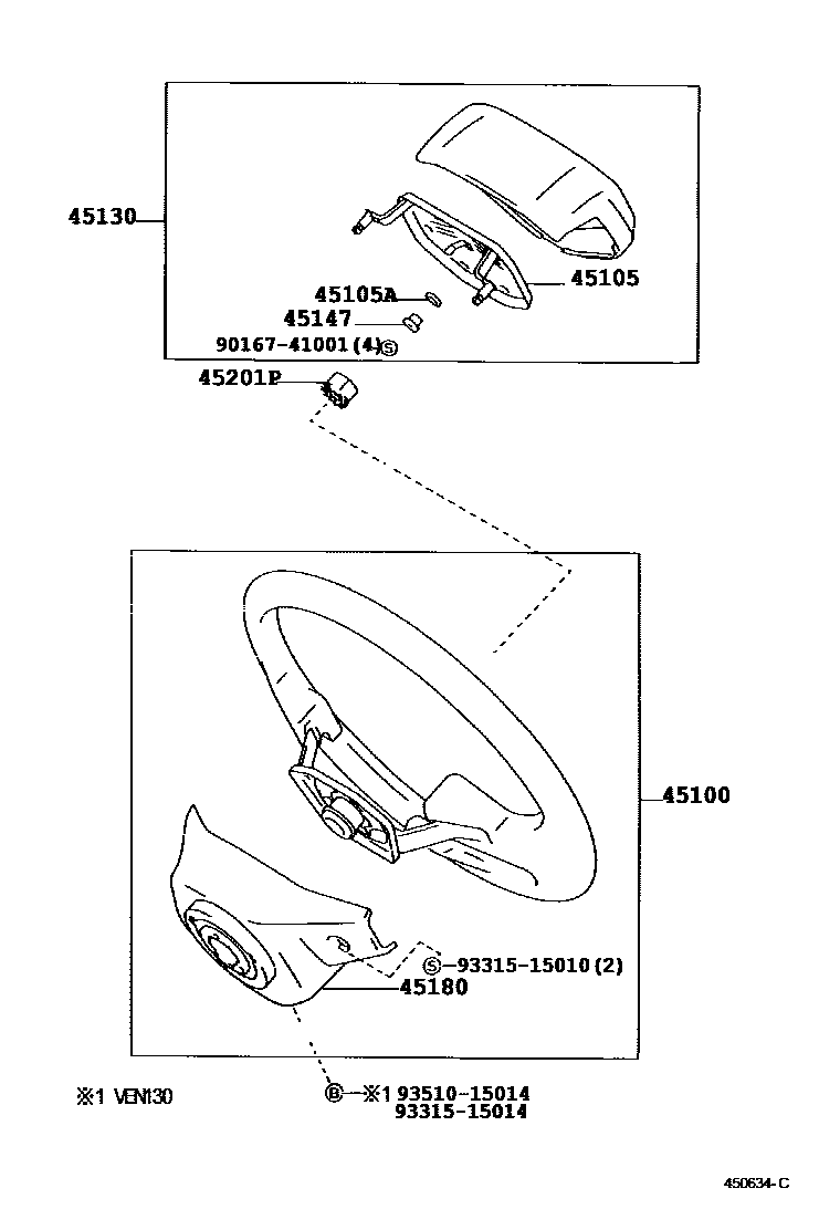 Toyota HILUX Steering Wheel EPC diagram — 450634C