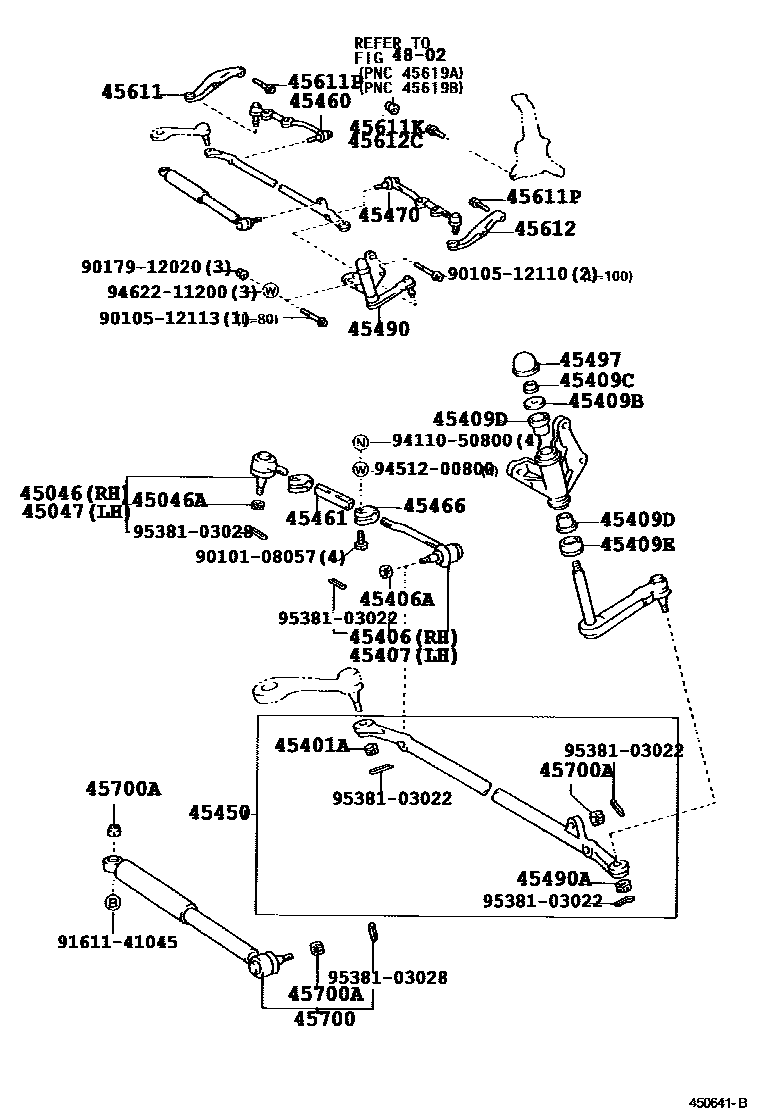 Toyota HILUX 前转向齿轮和连杆 EPC diagram — 450641B