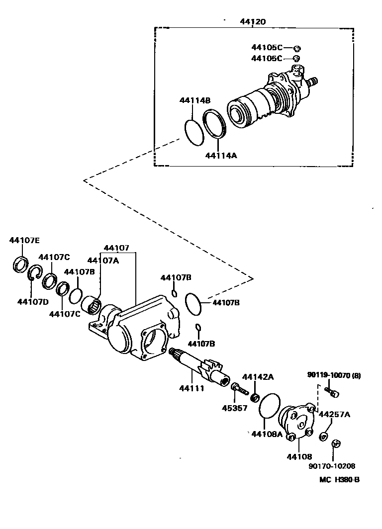 Toyota HILUX 前转向齿轮和连杆 EPC diagram — MCH380B