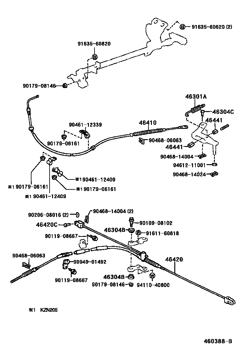 Toyota HILUX Parking Brake & Cable EPC diagram — 460388B