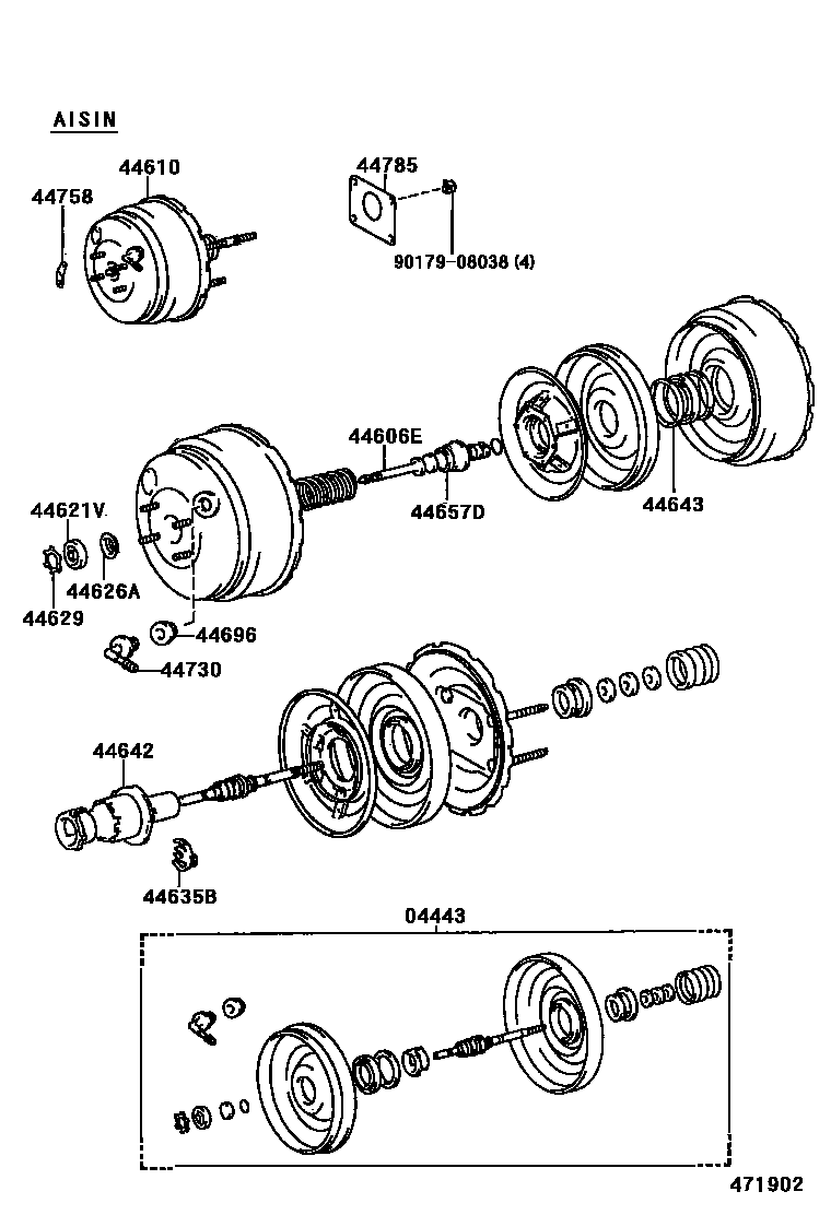 Toyota HILUX 制动助力器和真空管 EPC diagram — 471902