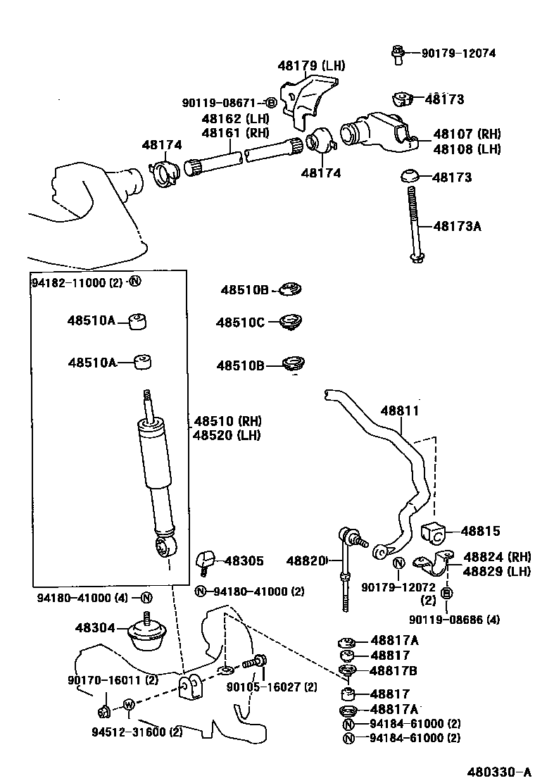 Toyota HILUX Front Spring & Shock Absorber EPC diagram — 480330A