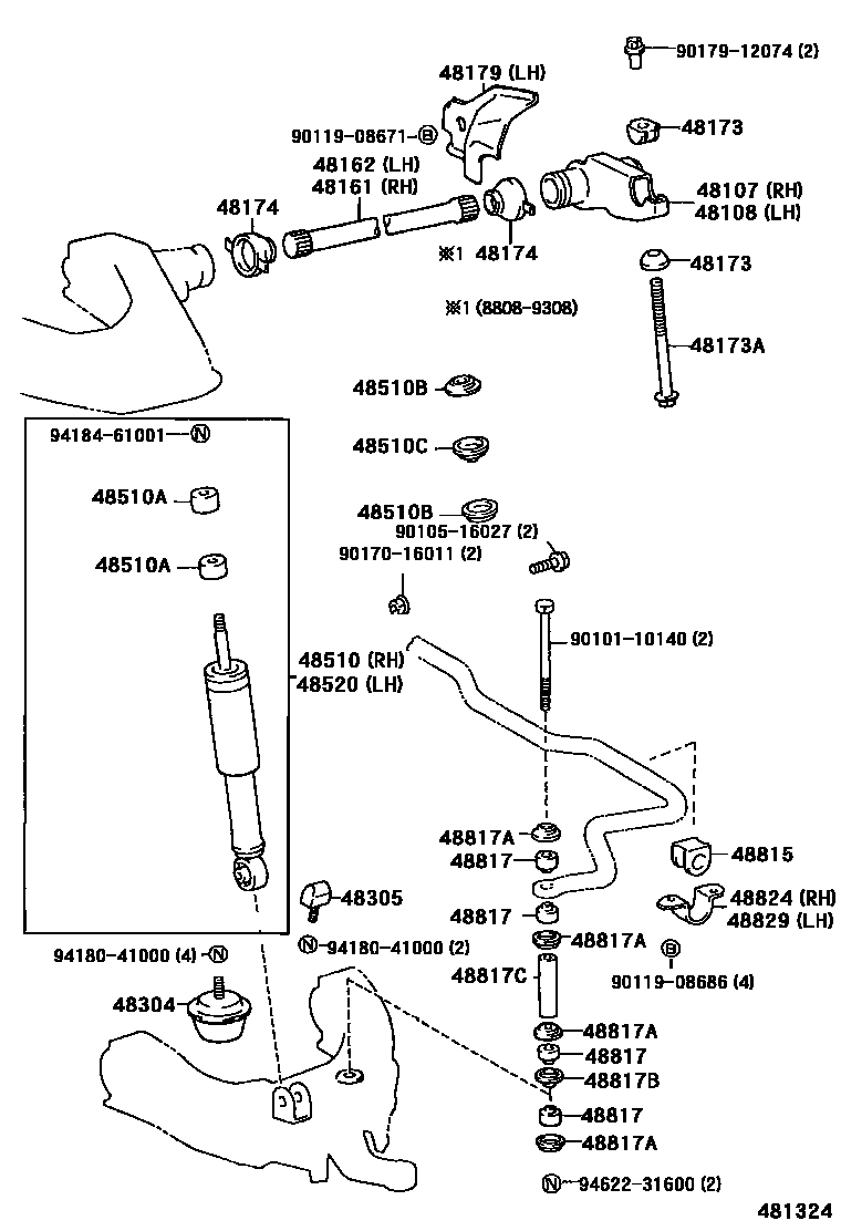 Toyota HILUX Front Spring & Shock Absorber EPC diagram — 481324