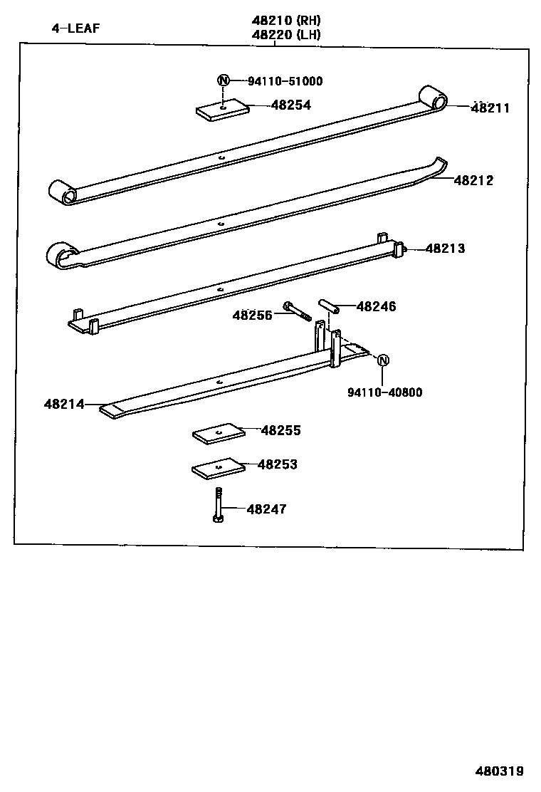 Toyota HILUX Rear Spring & Shock Absorber EPC diagram — 480319