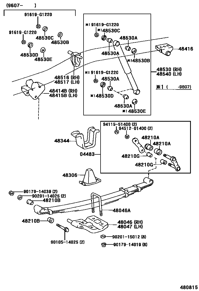 Toyota HILUX Rear Spring & Shock Absorber EPC diagram — 480815