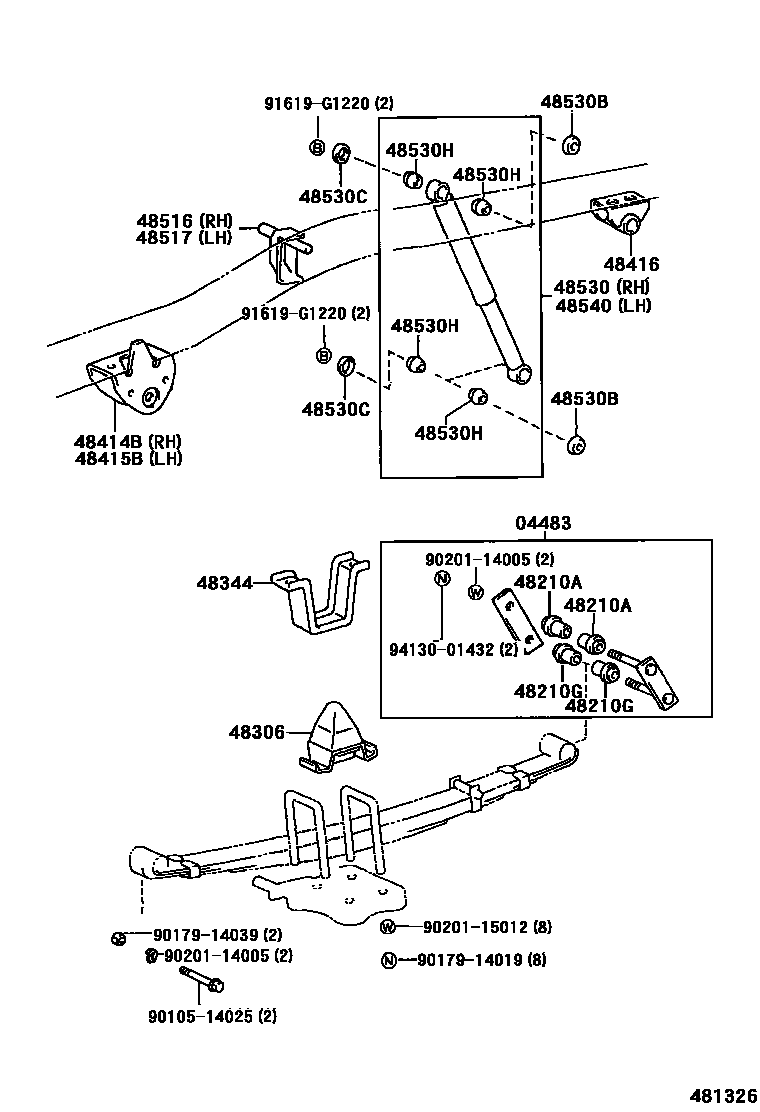 Toyota HILUX Rear Spring & Shock Absorber EPC diagram — 481326