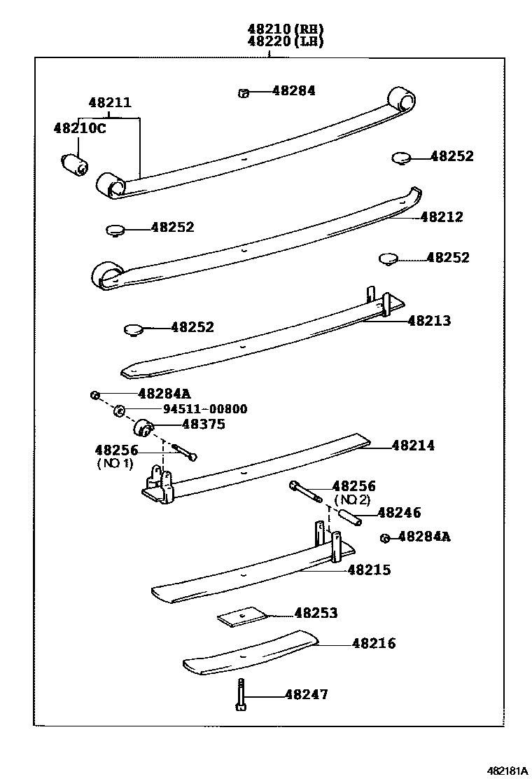 Toyota HILUX Rear Spring & Shock Absorber EPC diagram — 482181A