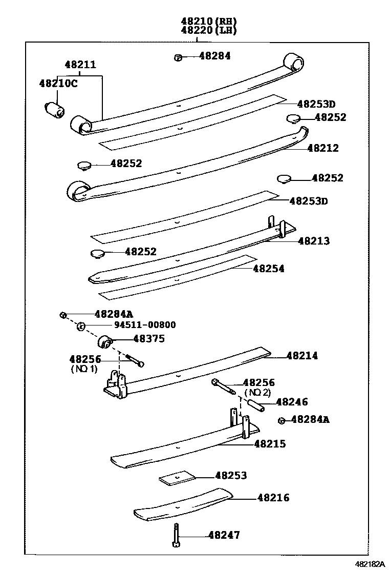 Toyota HILUX Rear Spring & Shock Absorber EPC diagram — 482182A