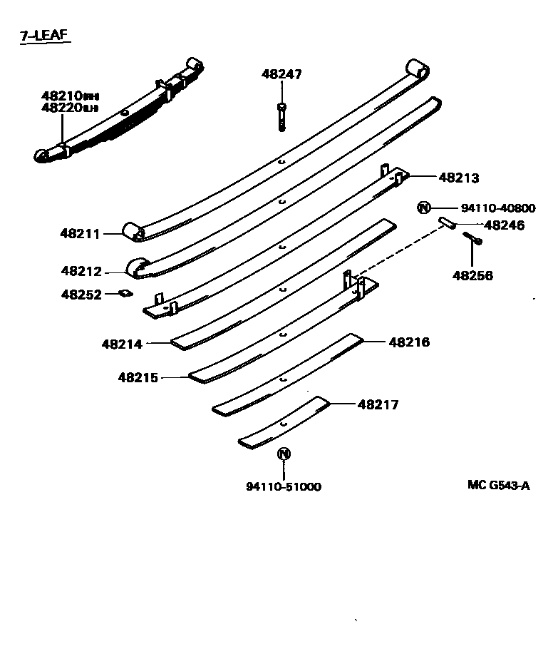 Toyota HILUX Rear Spring & Shock Absorber EPC diagram — MCG543A
