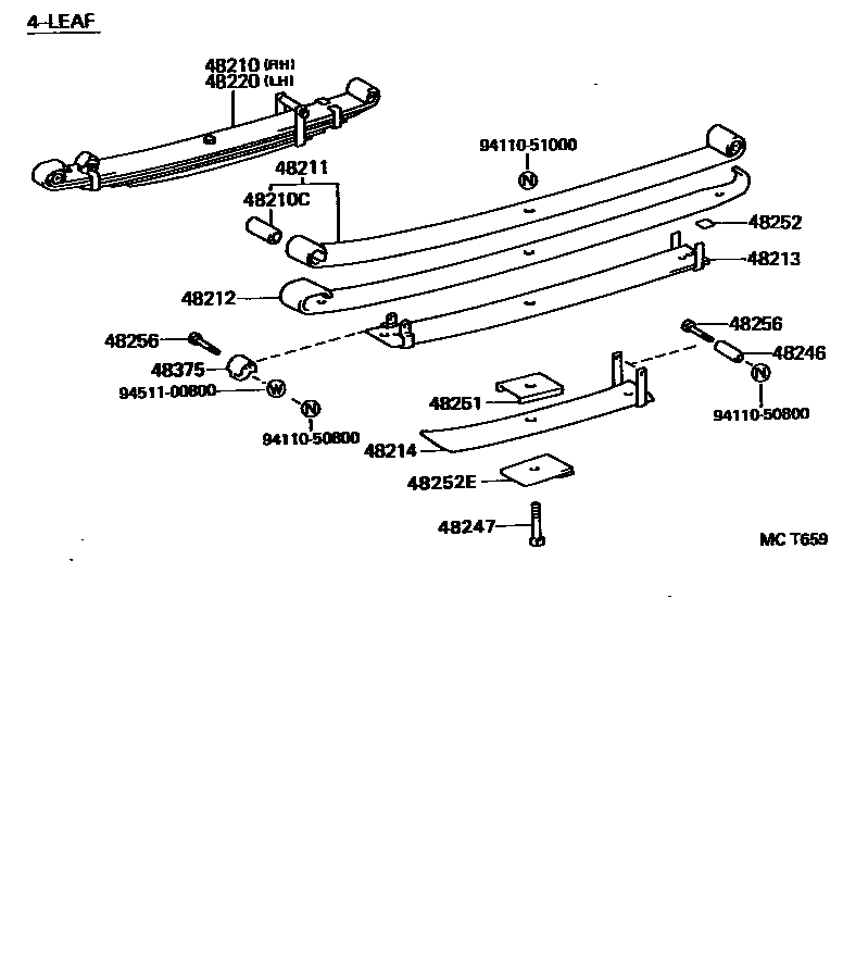 Toyota HILUX Rear Spring & Shock Absorber EPC diagram — MCT659
