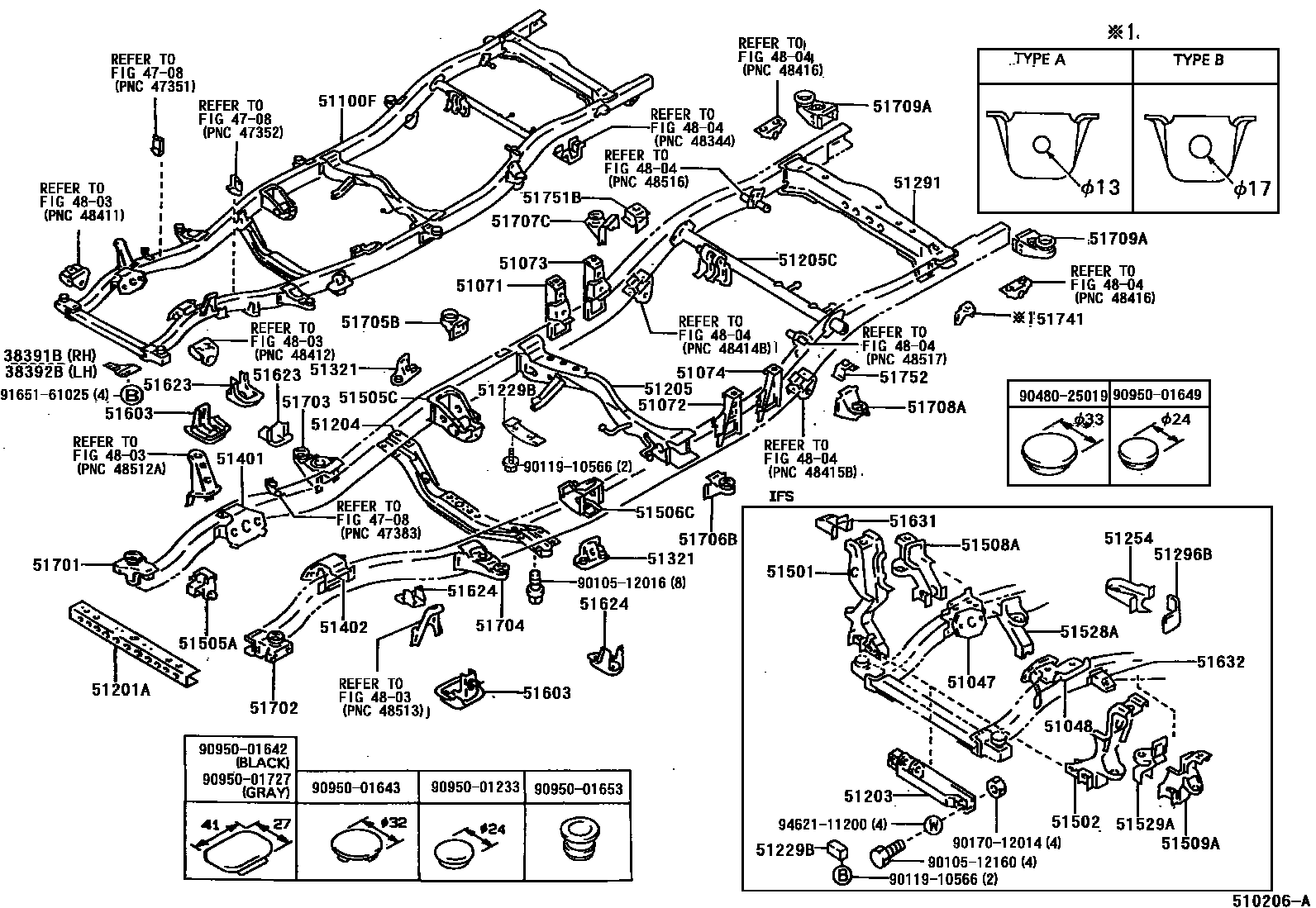 Toyota HILUX 车架 EPC diagram — 510206A