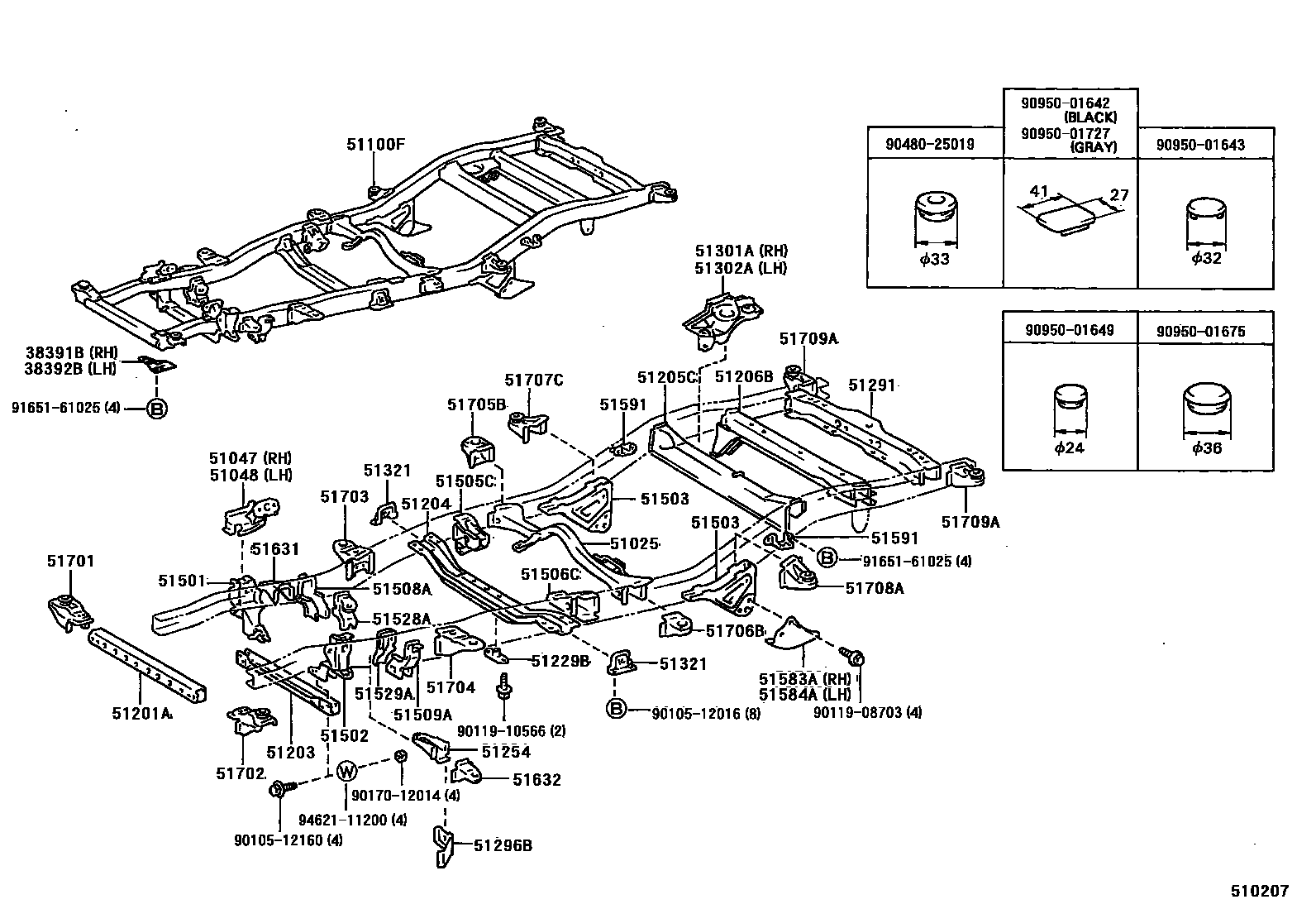 Toyota HILUX 车架 EPC diagram — 510207