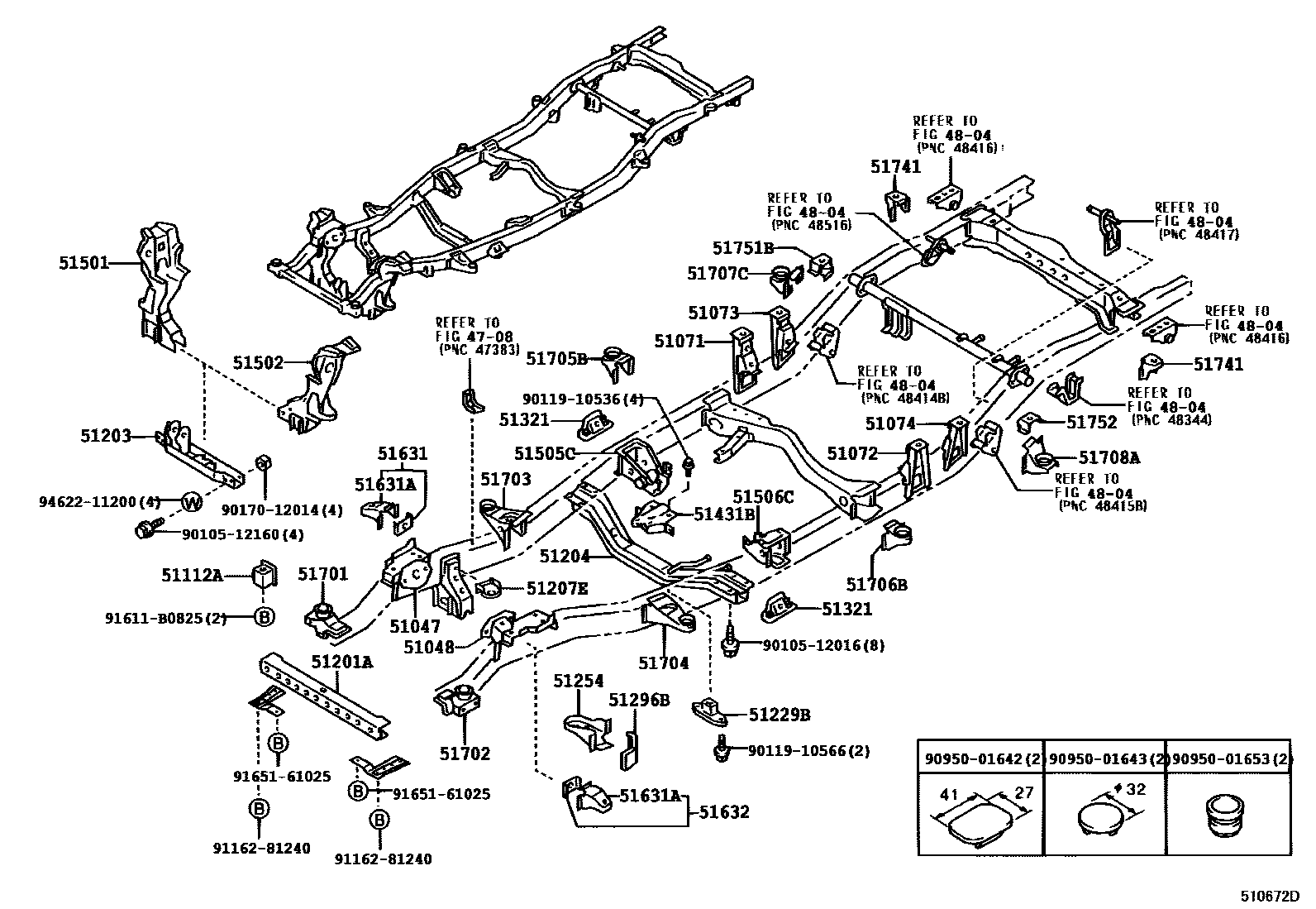 Toyota HILUX 车架 EPC diagram — 510672D