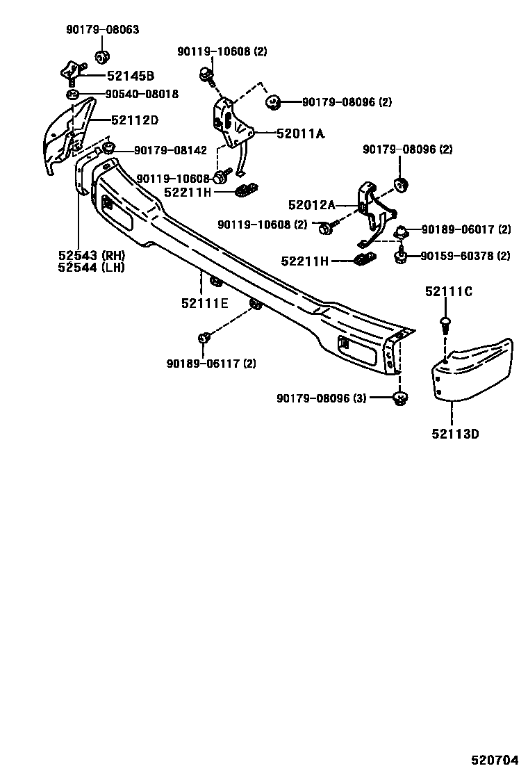 Toyota HILUX 前保险杠及附件 EPC diagram — 520704