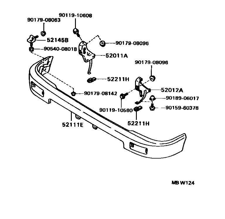 Toyota HILUX 前保险杠及附件 EPC diagram — MBW124