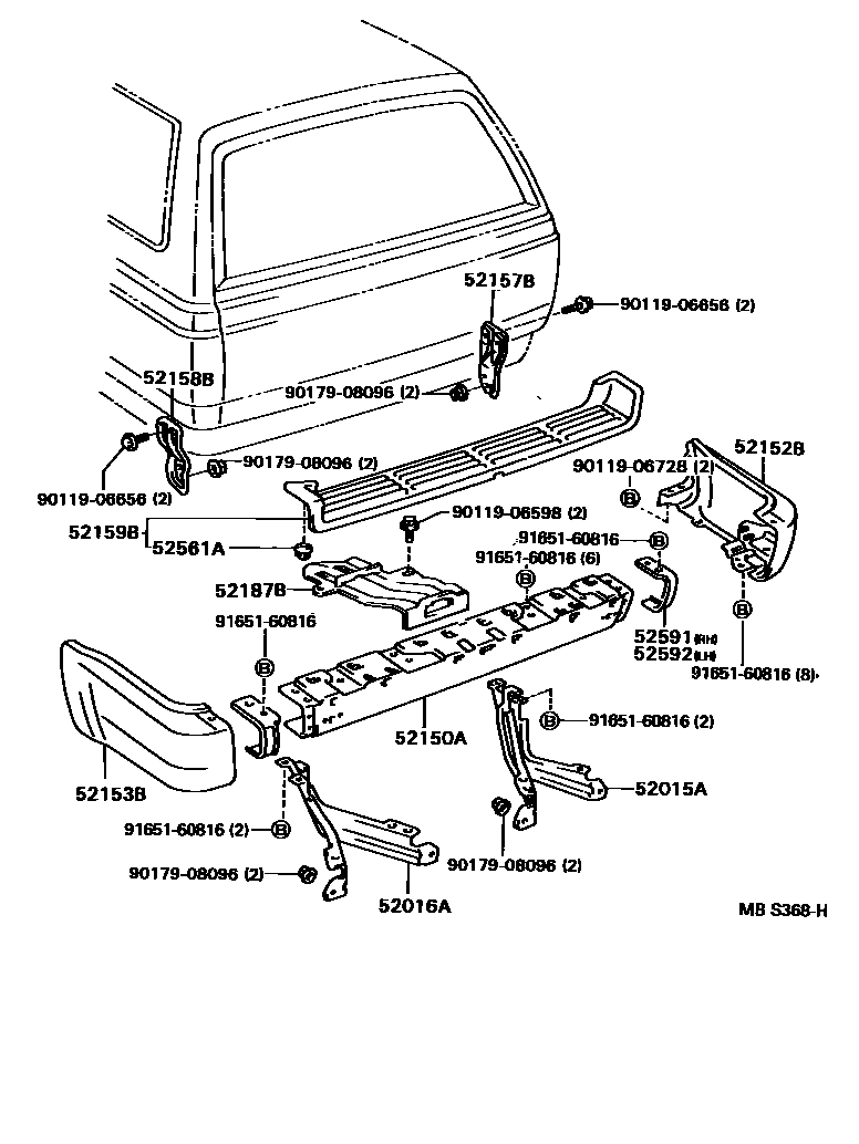 Toyota HILUX 后保险杠及附件 EPC diagram — MBS368H