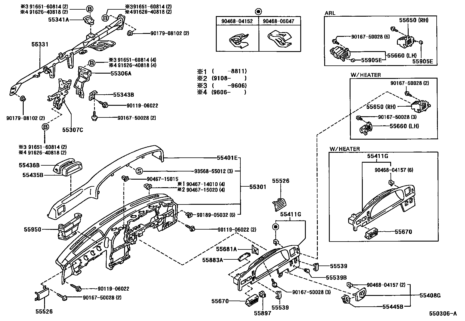 Toyota HILUX 仪表板和手套箱 EPC diagram — 550306A