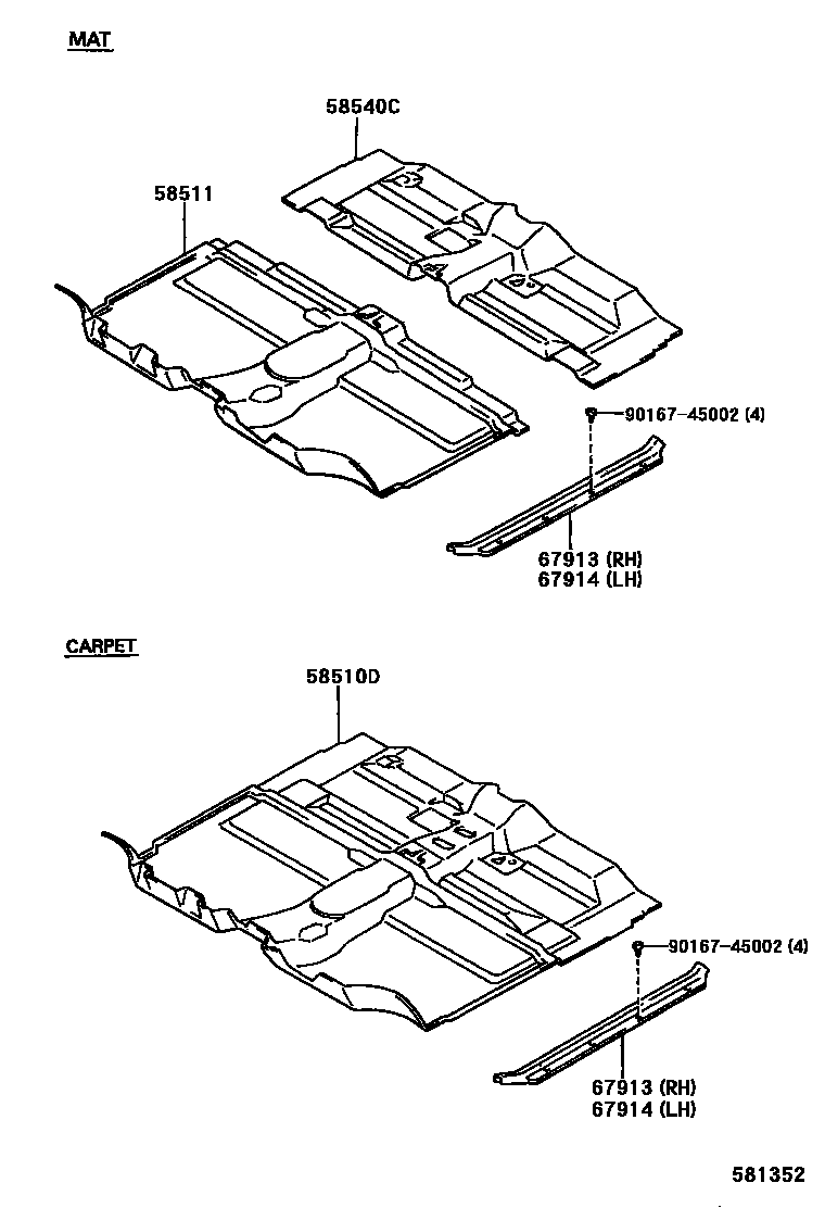 Toyota HILUX 地板垫和消声垫 EPC diagram — 581352
