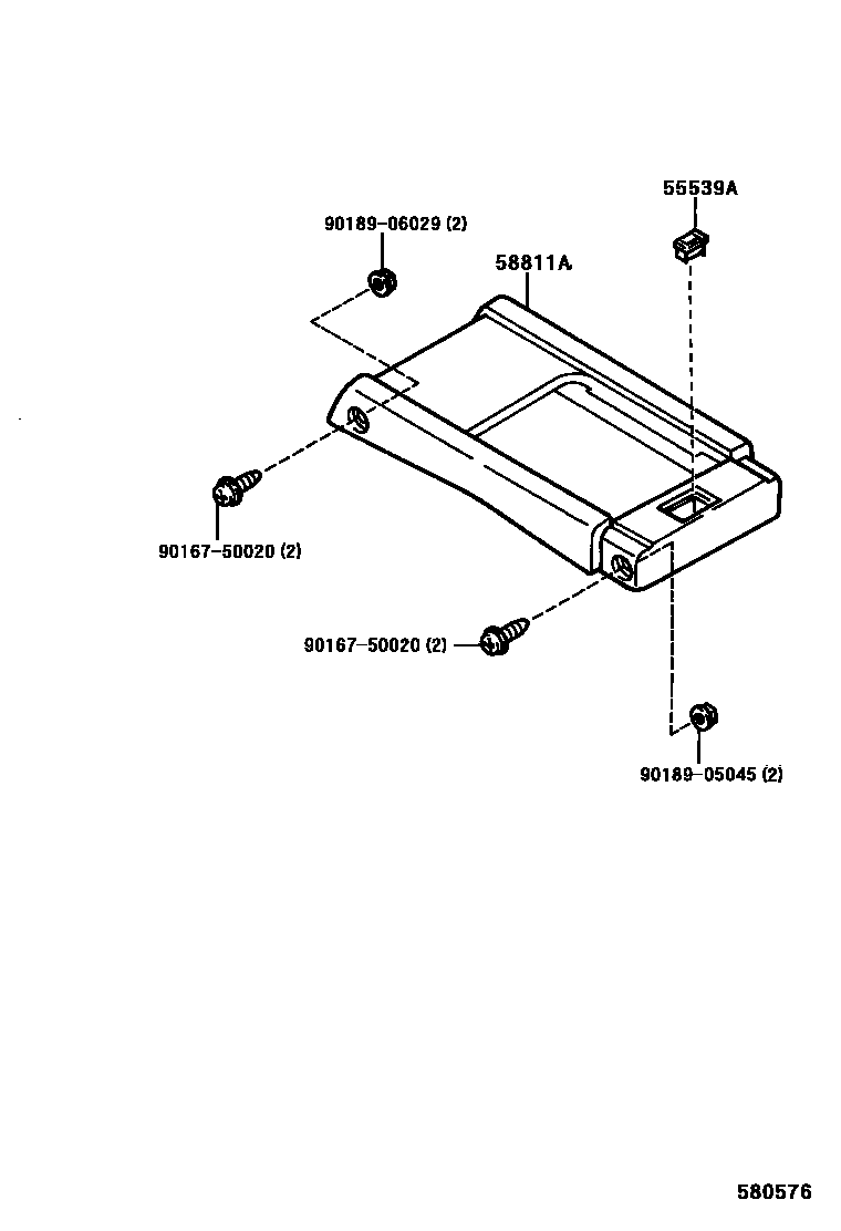 Toyota HILUX 中央扶手箱和支架 EPC diagram — 580576