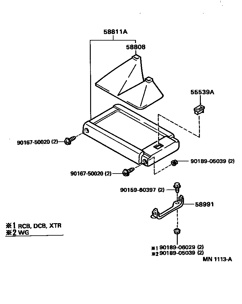 Toyota HILUX 中央扶手箱和支架 EPC diagram — MN1113A
