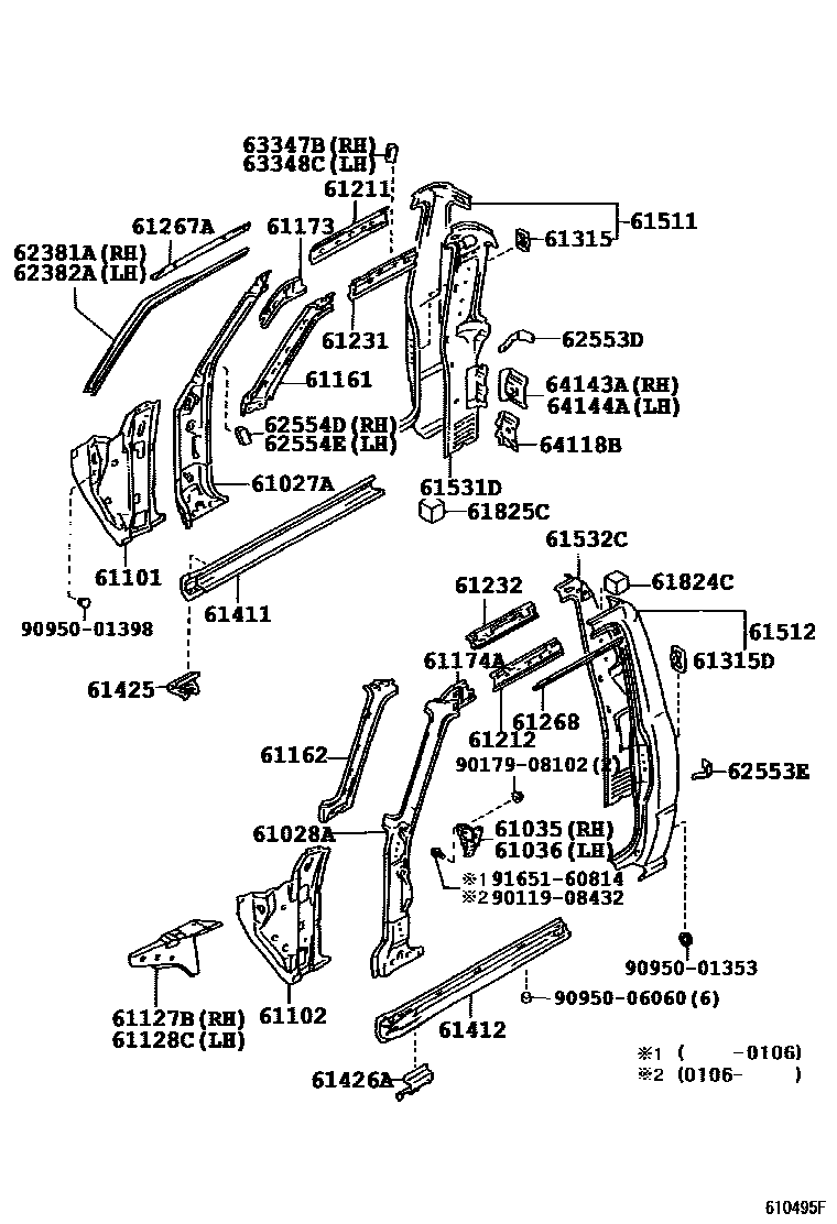 Toyota HILUX 侧梁 EPC diagram — 610495F