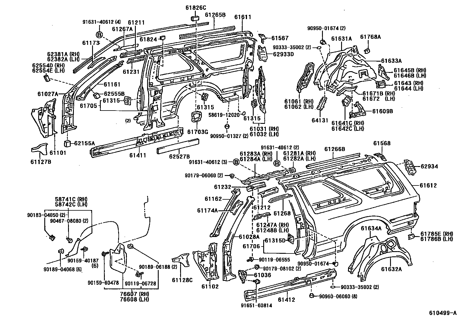 Toyota HILUX 侧梁 EPC diagram — 610499A
